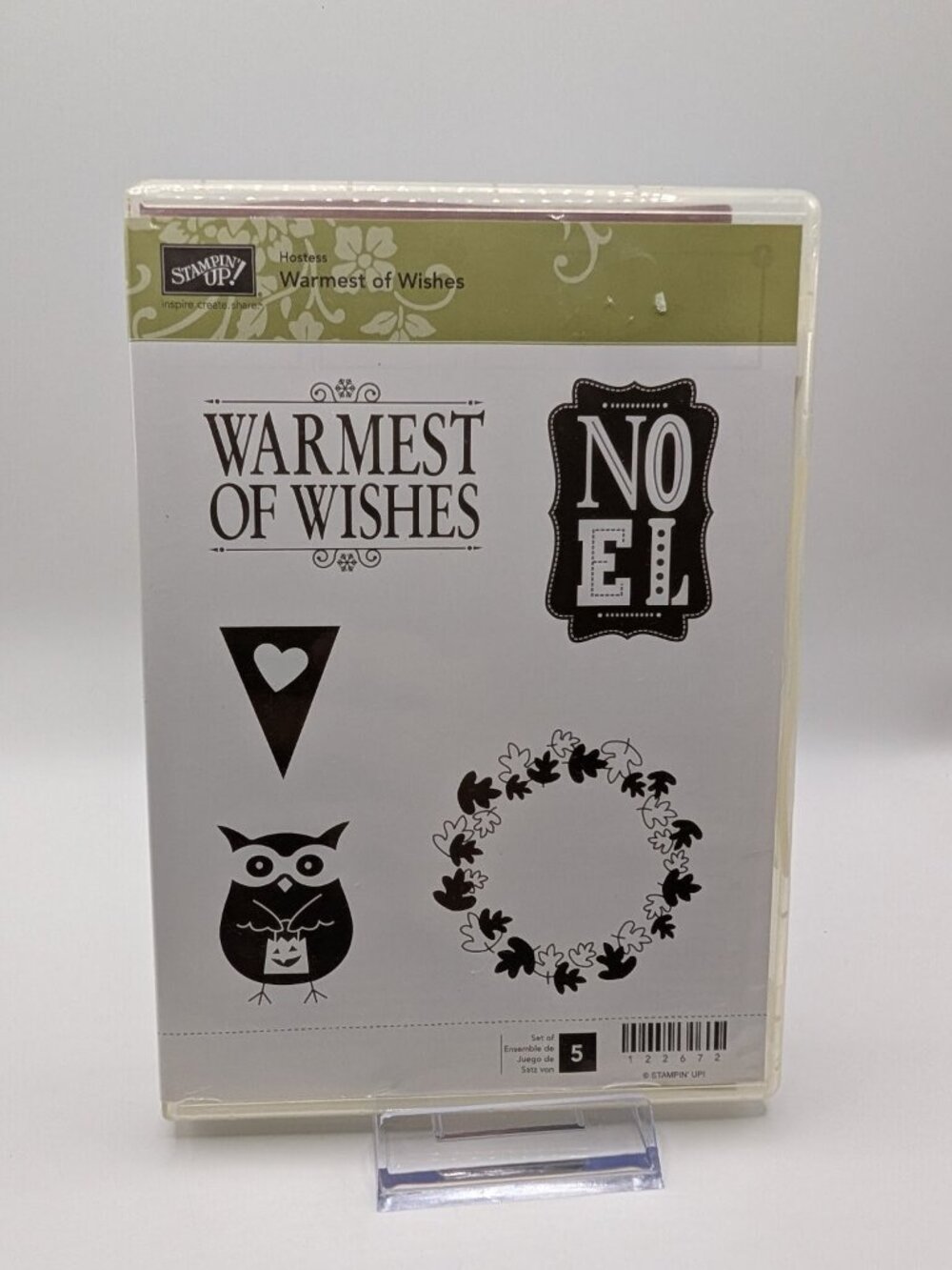 Stampin' Up! "Warmest of Wishes" Clear Mount Stamp Set Christmas Owl 5-Piece